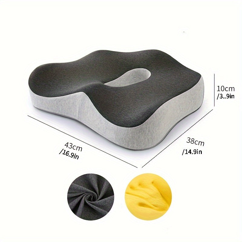 Memory Foam Seat Cushion for Long Sitting – Office/Home Chair, Car, Wheelchair, Supports Hip, Tailbone, Coccyx, Sciatica
