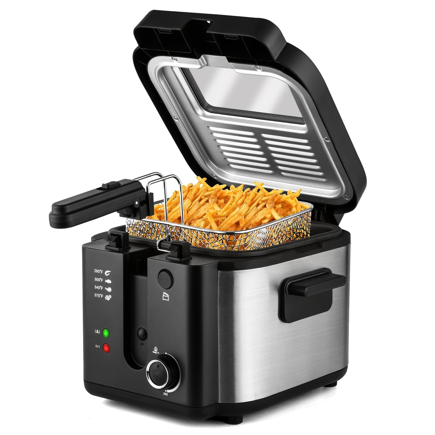 SUSTEAS 1500W Electric Deep Fryer with Basket - Easy Clean Non-Stick Pot, Temperature Control, Removable Lid, Ideal for Home Kitchens and Restaurants