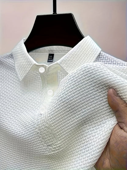 Men's Lapel Neck Short Sleeve T-Shirt – Comfy, Stretchy Tees for Summer – Trendy Casual Daily Fashion