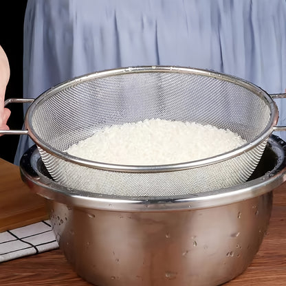3pcs Stainless Steel Drain Basket Set - Fine Mesh Colanders with Handles for Pasta, Vegetables, Rice, and Fruit, Essential Kitchen Accessories