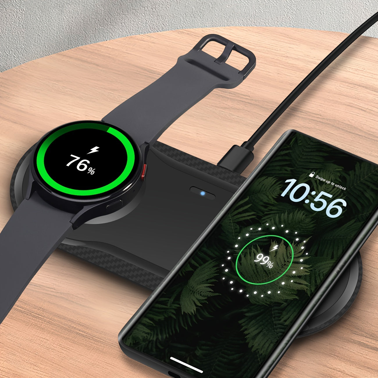 Dual Wireless Charging Pad – 2-in-1 Fast Charger for Samsung S23 Ultra, S22, S21, Note 20, Z Flip, Galaxy Watch 5/4, Galaxy Buds