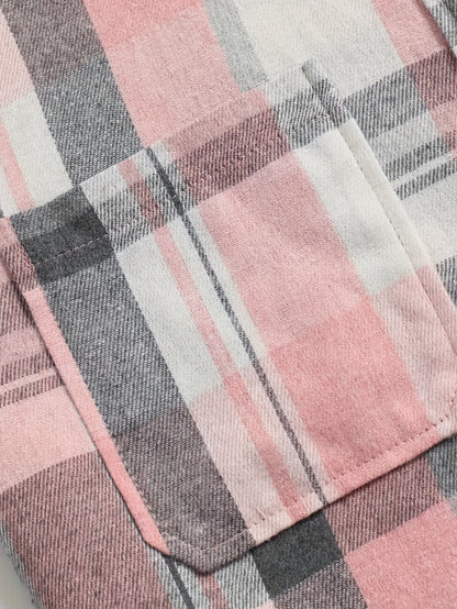 Plaid Print Button-Front Long Sleeve Shirt – Casual Women's Clothing