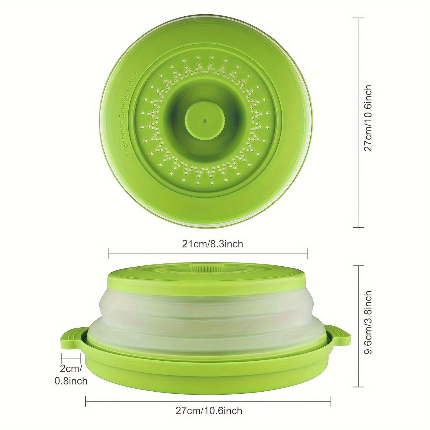 GDDGCUO Multi-Ply Microwave Splatter Cover with Tray Set – 10.6 Inch BPA-Free Splash Guard Plate, Food-Safe Lid, Fits Most Dishes, Available in Blue/Gray/Red/Green