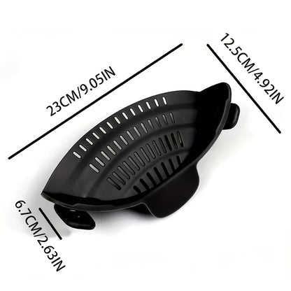 Adjustable Silicone Pot Strainer – 1pc Clip-On Strainer for Pots, Pans, and Bowls – Handheld Drainer for Noodles, Pasta, Veggies – Kitchen Food Strainer and Colander