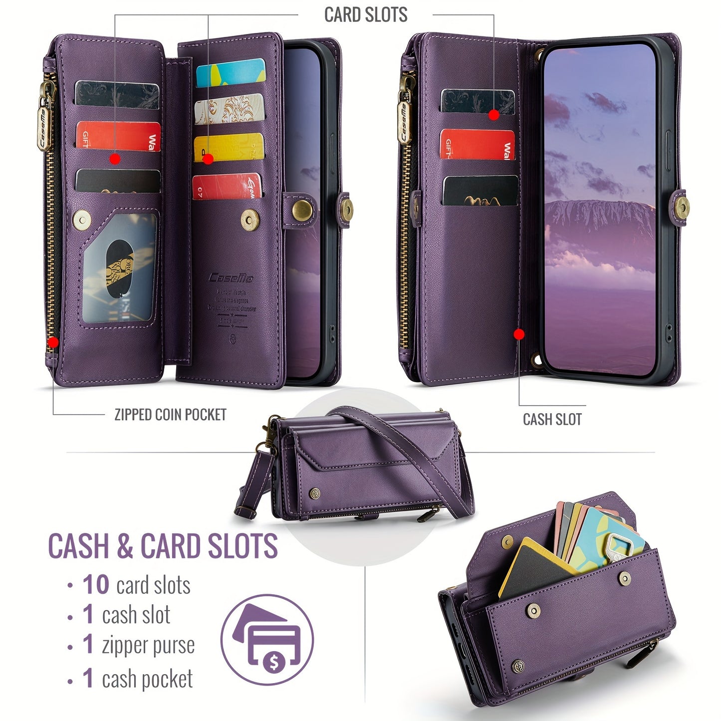Premium Leather Wallet Phone Case with Wireless Charging and RFID Blocking – Flip Folio Design for iPhone 11/12/13/14/15 Pro Max – Secure and Stylish Protection