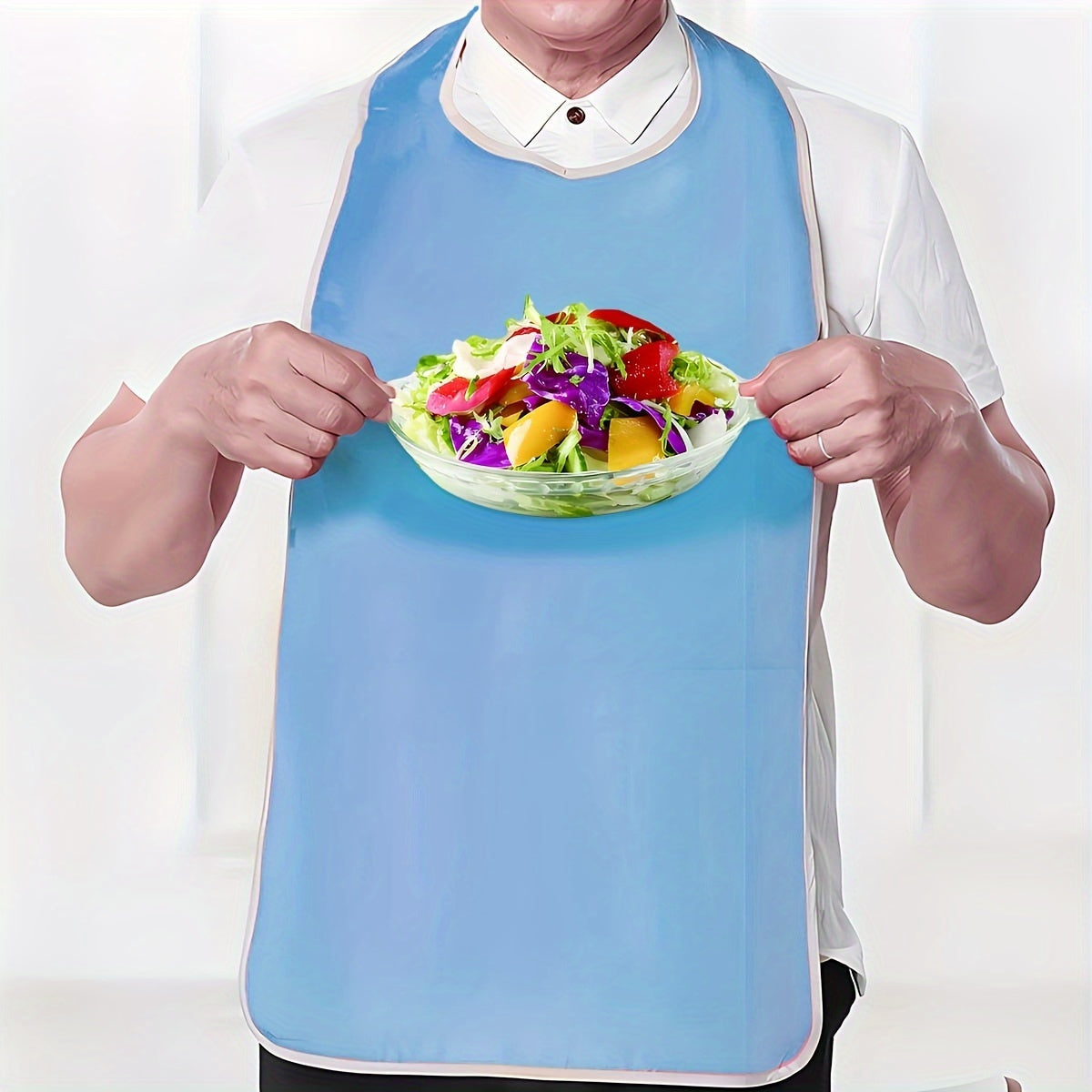 Adult Reusable Bib – Waterproof and Stain Resistant, Suitable for Seniors and Adults, Grey Towel Material, Machine Washable