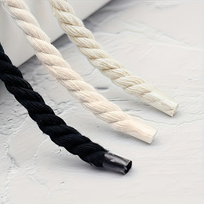 2 Pairs Thick Cotton Knit Shoelaces – Casual Solid Color, Lightweight & Durable for Sneakers & Canvas Shoes, Unisex, Easy to Clean