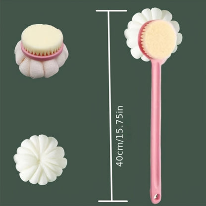 Soft Nylon Back Scrubber with Long Handle – Fragrance-Free, Battery-Free Bath and Shower Accessory
