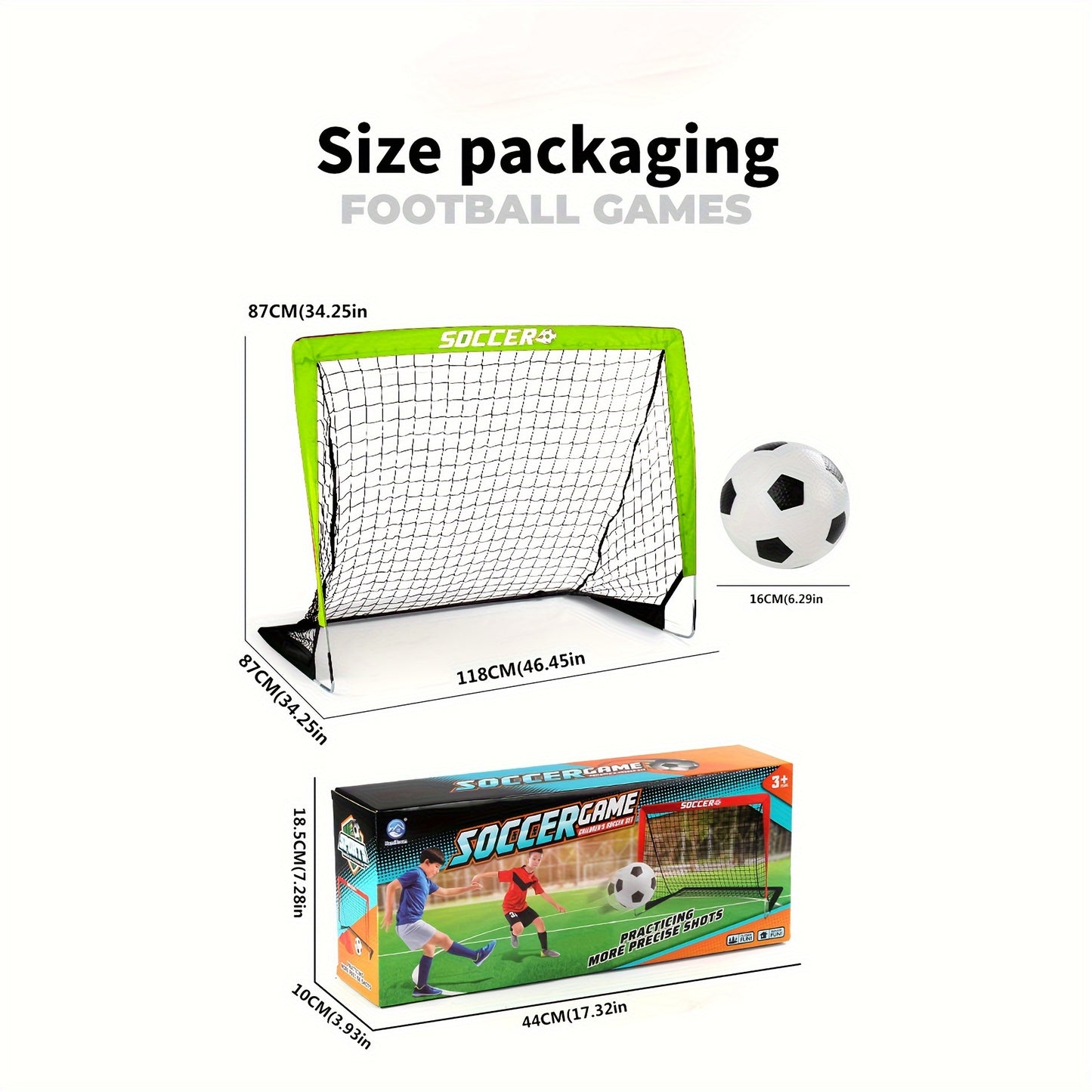 2 Pack Portable 4' x 3' Pop-Up Soccer Goals for Kids - Nets, Balls, and Pump - Perfect for Backyard, Indoor and Outdoor Play, Green