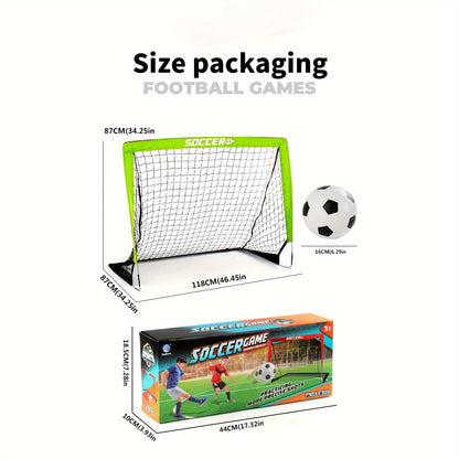 2 Pack Portable 4' x 3' Pop-Up Soccer Goals for Kids - Nets, Balls, and Pump - Perfect for Backyard, Indoor and Outdoor Play, Green