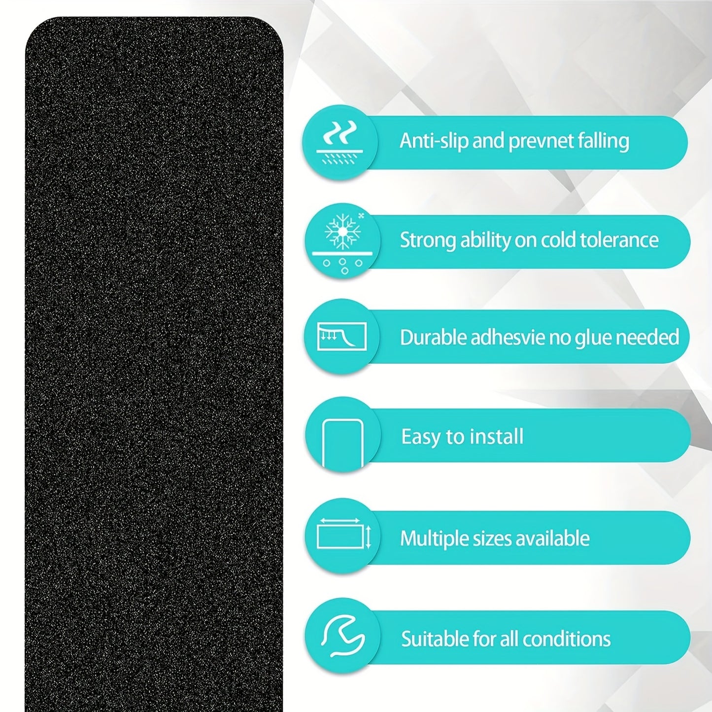 10 Pack 6"x24" Non-Slip Stair Treads – Heavy Duty Anti-Slip Grip Tape with 80 Grit Traction – Black Pre-Cut Stripes for Staircase, Skateboard, and Deck Safety