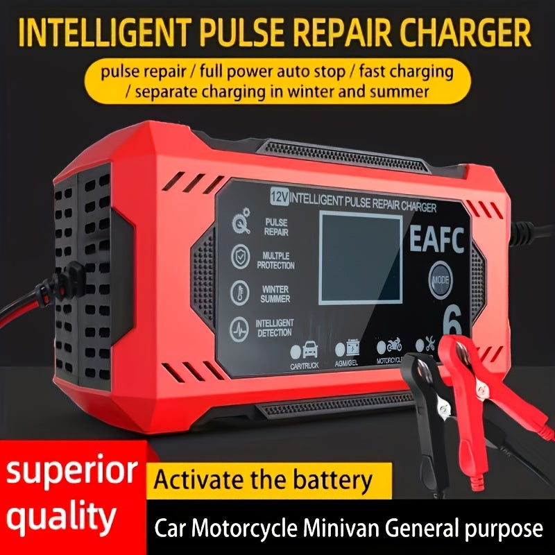 12V 6A Smart Car Battery Charger – Auto Battery Maintainer for 12V & 24V, Trickle Charger for Car, Truck, Motorcycle, Lawn Mower, Marine Lead Acid