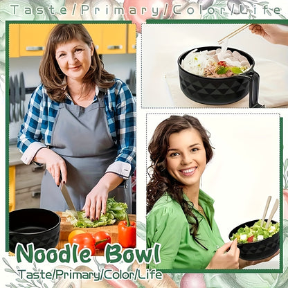 Ramen Bowl Set with Chopsticks – Microwave Safe Instant Noodles Cooker, Dishwasher Safe, College Dorm Essentials, Student Bento Box