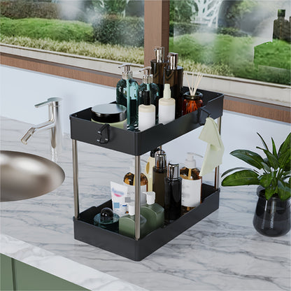 3Pcs Under Bathroom Sink Organizers - Bathroom Counter and Cosmetics Storage Rack, Large, Medium, and Small Sizes, Suitable for Kitchens and Bathrooms