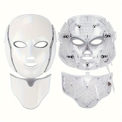 Plug-in 7-Color LED Face & Neck Care Mask – LED Skin Treatment Mask for Facial Rejuvenation