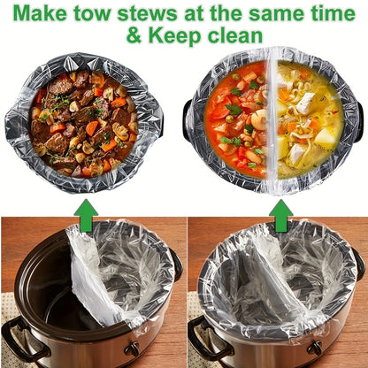 10pcs BPA-Free Slow Cooker Liners - Disposable, Fits 3QT to 8QT Pots, Oval & Round Compatible - Kitchen Essentials, 13" x 21"
