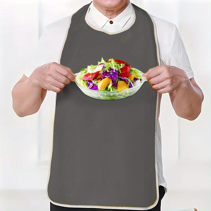 Adult Reusable Bib – Waterproof and Stain Resistant, Suitable for Seniors and Adults, Grey Towel Material, Machine Washable