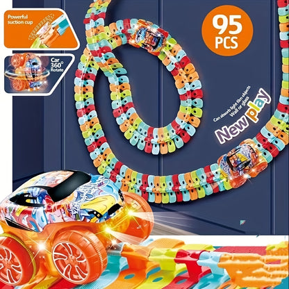 Colorful Luminous Electric Rail Car Set - Hangable Race Track Toy for Boys and Girls, Ideal for Birthdays, Christmas, Halloween (Battery Not Included)