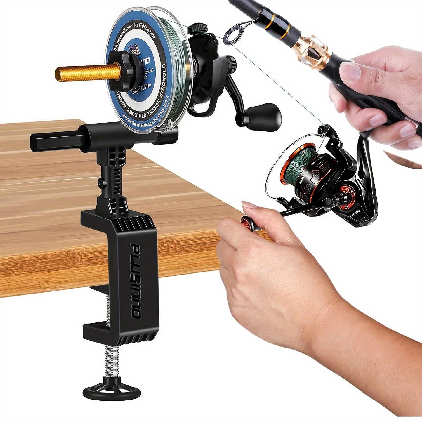 PLUSINNO Fishing Line Spooler with Unwinding Function - Versatile Spooling Station for Spinning and Cast Reels, No Line Twist