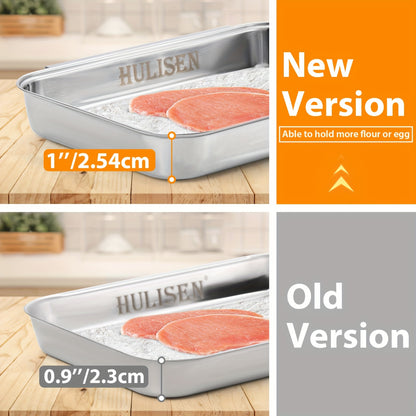 Stainless Steel Breading Pan Set – Heavy-Duty, Oven-Safe for Meat Marinating & Baking, Perfect for Holidays (Halloween, Christmas, Easter, Thanksgiving, Mother’s Day)