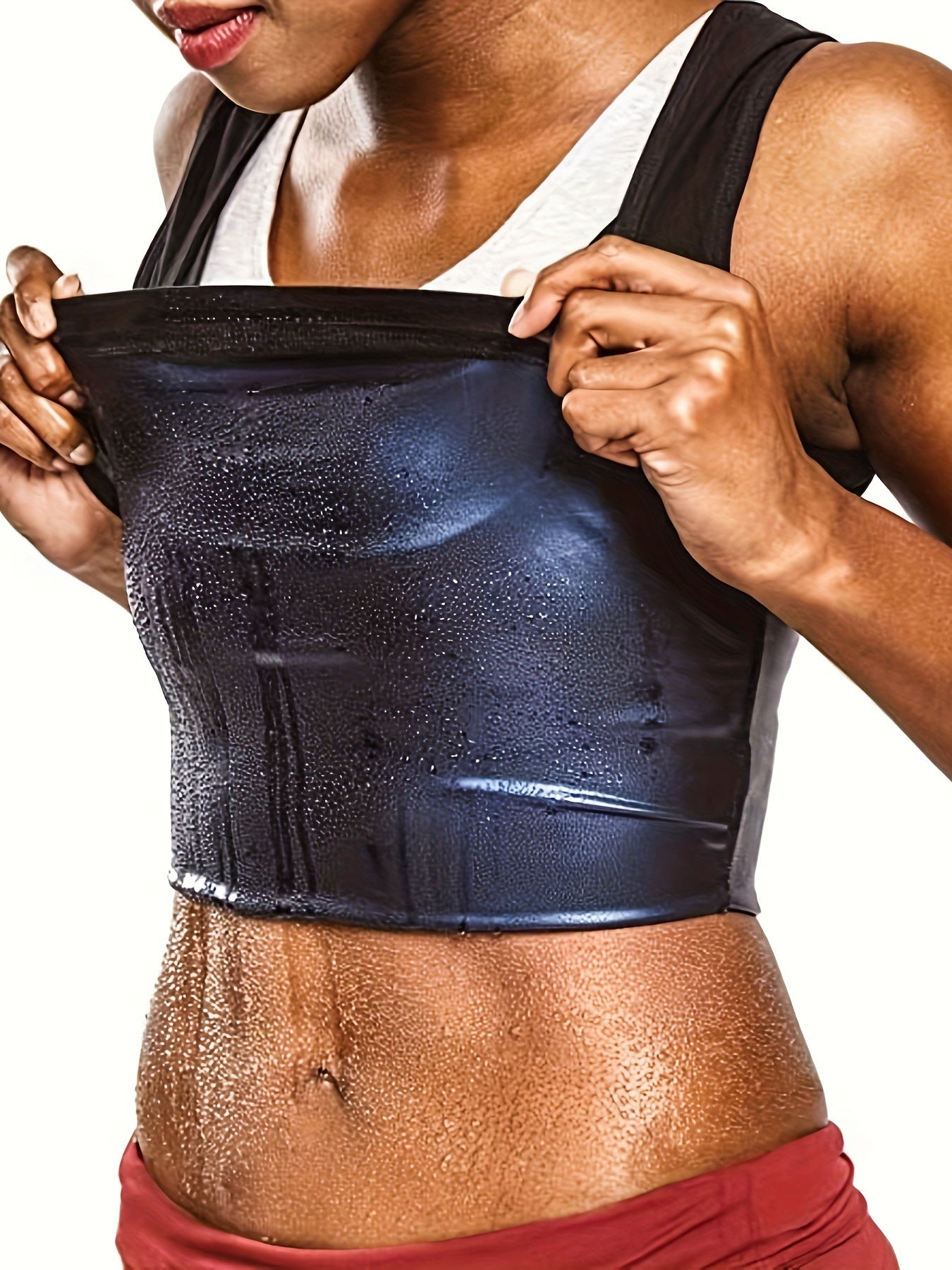 Round Neck Slimming Sauna Sweat Tank Top - Racer Back Body Shaped Workout Top for Women's Activewear