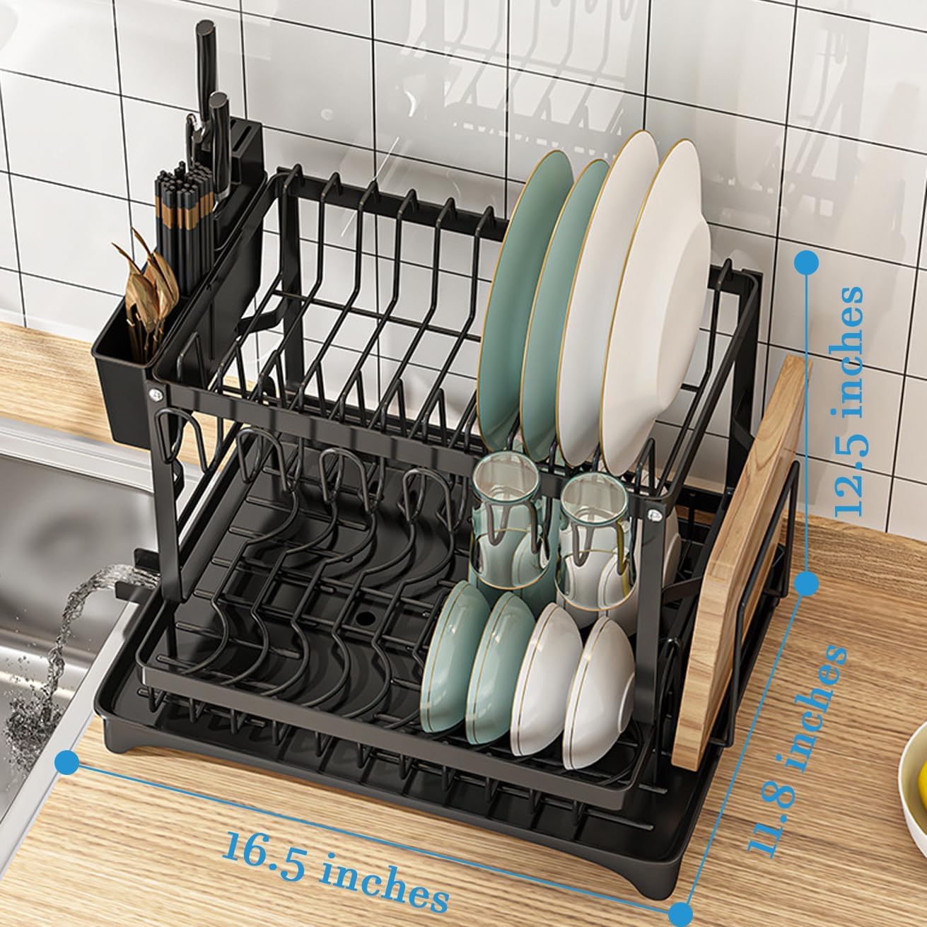 Pink Dish Rack – Snap-On Kitchen Storage Organizer for Bowls & Plates, No-Drill Installation