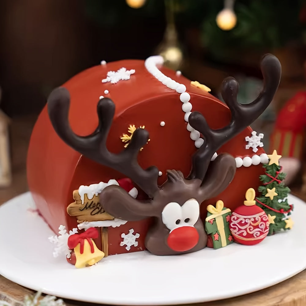 Festive Christmas Reindeer Silicone Mold – BPA-Free Mold for Chocolates, Candies, Cake Decorations & Sugar Crafts