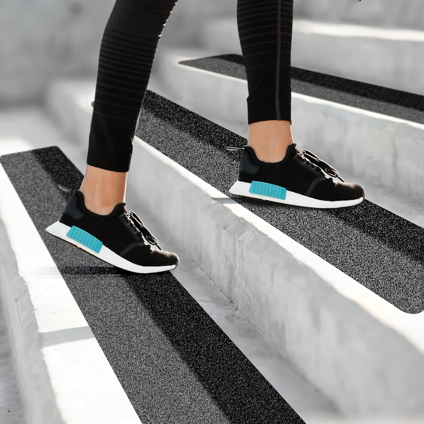10 Pack 6"x24" Non-Slip Stair Treads – Heavy Duty Anti-Slip Grip Tape with 80 Grit Traction – Black Pre-Cut Stripes for Staircase, Skateboard, and Deck Safety