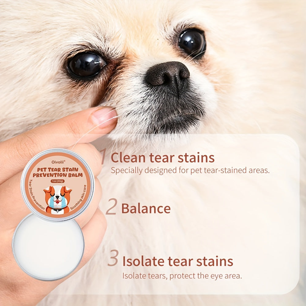 Pet Tear Stain Prevention Balm - Natural Eye Care for Dogs & Cats, Safe, Non-Irritating, Gently Cleanses & Repels Tears