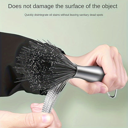 Stainless Steel Pot Brush - Long Handle Multipurpose Kitchen Scrub Brush for Pots, Pans, and Countertops - Durable Dishwashing Cleaning Tool (1pc/2pcs)