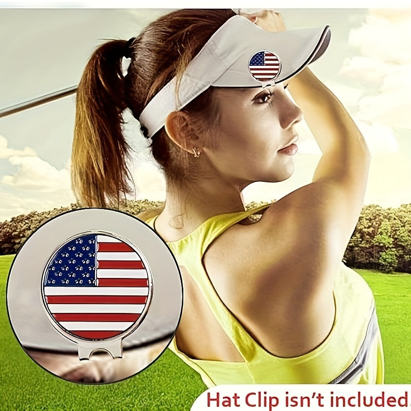 Flag Golf Ball Marker with Magnetic Hat Clip - Stainless Steel Golf Position Marker