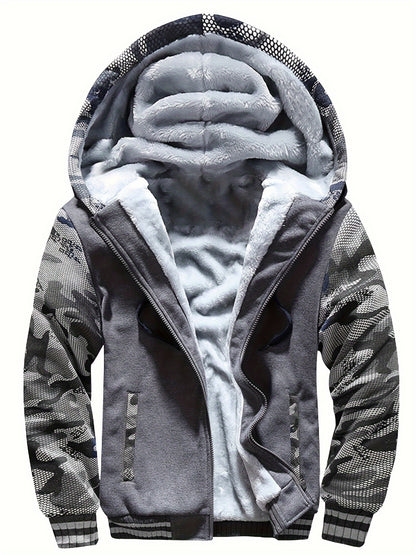 WarmthMax Fleece Hooded Jacket - Soft, Breathable, Water-Resistant Insulating Coat for Fall & Winter Outdoor Activities, Color Block Design