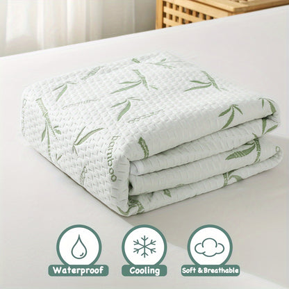 100% Bamboo Fiber Waterproof Mattress Protector – Cooling, Breathable, Soft Knitted Cover, 250gsm 3D Air Bed Cover for Ultimate Comfort