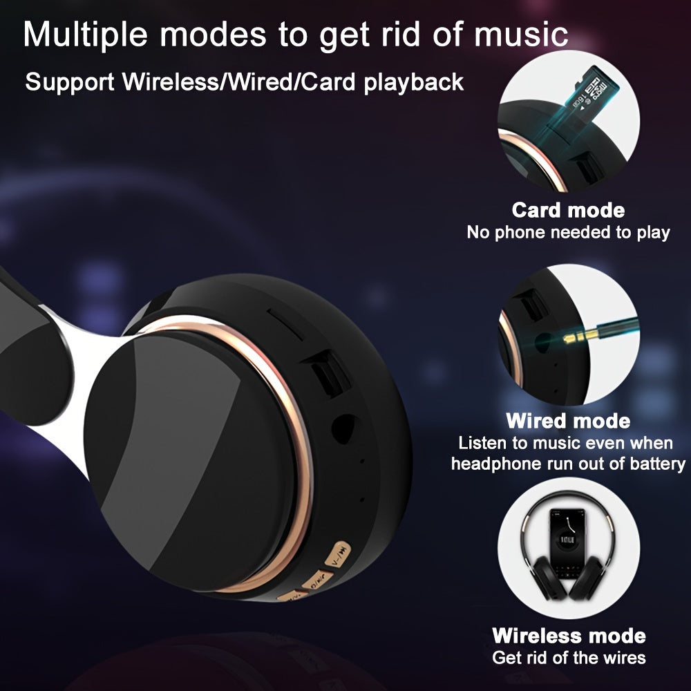 07S Wireless Over-Ear Headphones - Long Battery Life, HD Sound, Comfortable Earmuffs, Adjustable and Foldable for Sports and Commuting