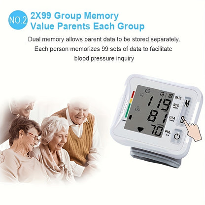 Taikon W01 Digital Blood Pressure Monitor - LCD Display, Battery-Powered, Adjustable Wrist Cuff, Irregular Heartbeat Detection - Medical Device, No Batteries Included