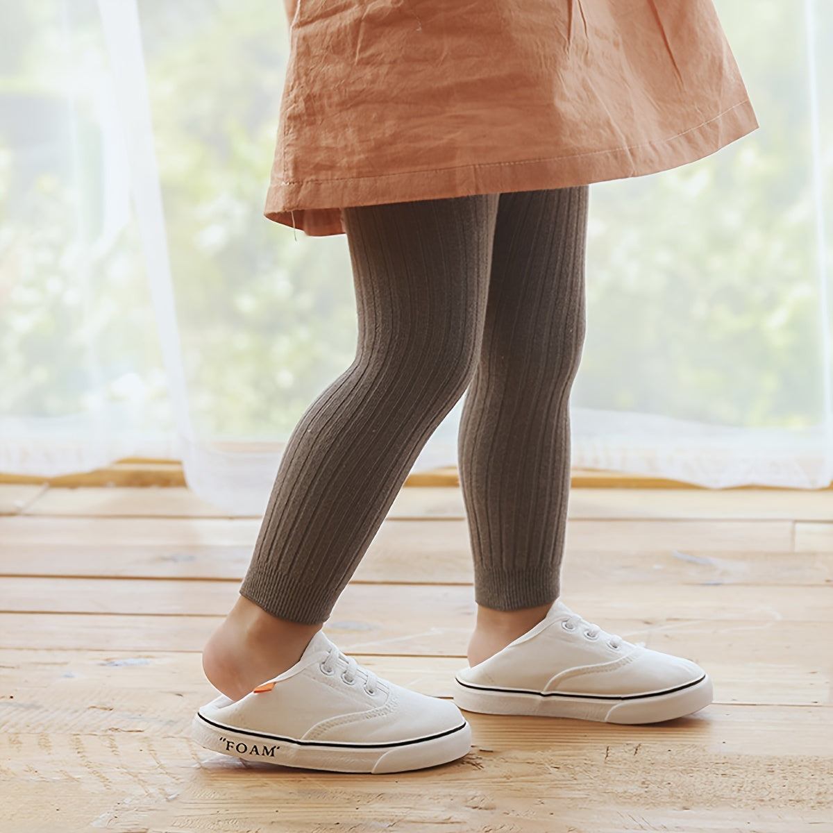 Girls' Solid Color Versatile Leggings – Soft & Comfy Casual Tights for All Seasons