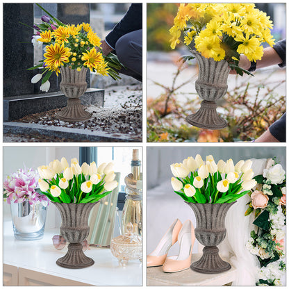 Metal Cemetery Vase – Grave Flower Holder for Headstones, Fresh or Artificial Flowers, Tombstone Marker for Memorials and Sympathy