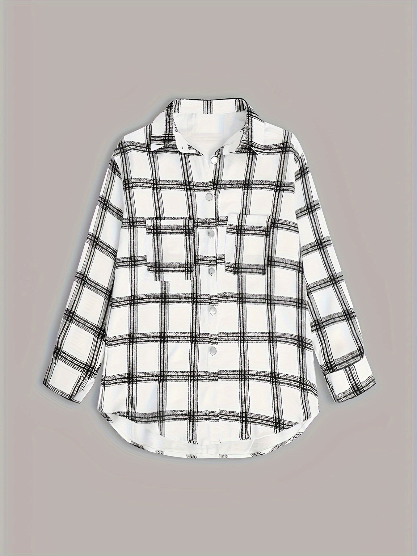 Timeless Plaid Shacket Jacket – Stylish Button-Front Outerwear for Women – Cozy, Versatile & Trendy Long Sleeve Clothing