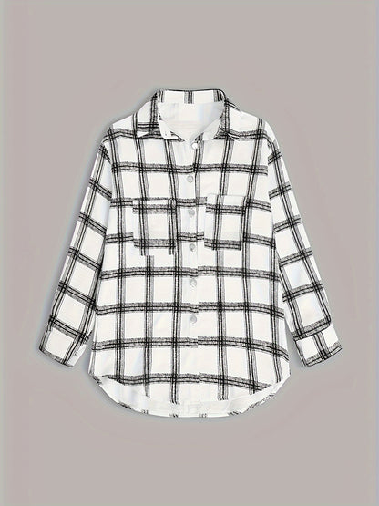 Timeless Plaid Shacket Jacket – Stylish Button-Front Outerwear for Women – Cozy, Versatile & Trendy Long Sleeve Clothing