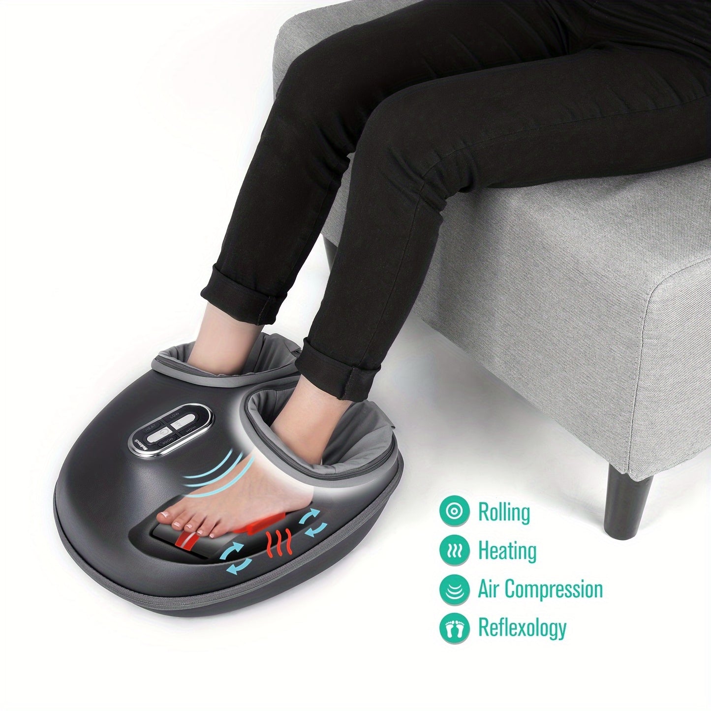 Shiatsu Foot Massager Machine – Deep Kneading, Heat & Air Compression for Foot Wellness (Gray)