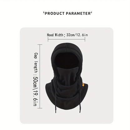 Unisex Winter Fleece Balaclava Ski Mask – Thermal Cycling Hood with Hidden Nose Bridge, Adjustable Drawstring – 100% Polyester Neck Warmer, Knit Fabric – Machine Wash Safe