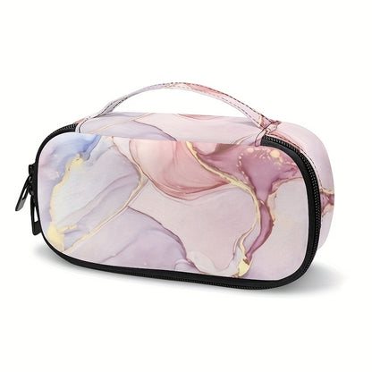Marble Pattern Insulin Cooler Travel Case – Diabetic Medication Organizer for Blood Glucose Monitors, Pink Marble (Case Only)