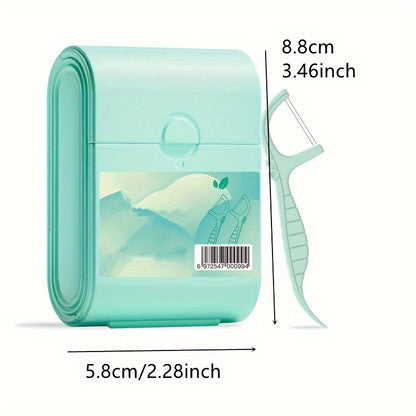 1pc Double Layer Boxed 52pcs Mint Dental Floss Sticks - Disposable, Layered Storage, Portable Dental Floss Box