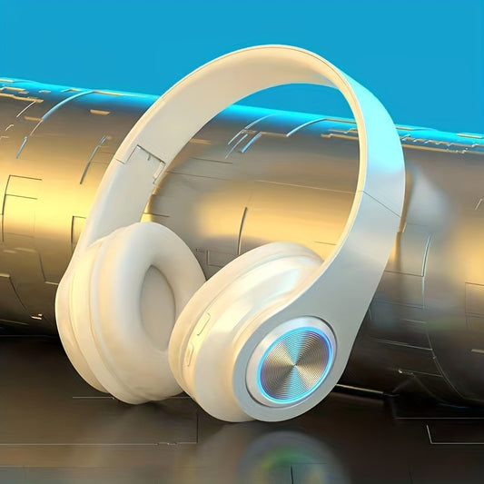 B39 Wireless LED Headphones - Foldable Over-Ear Headset with Colorful Lights, Built-in Mic, FM, SD Slot, Wired Option for PC, TV, Phones, Ideal Travel Gift