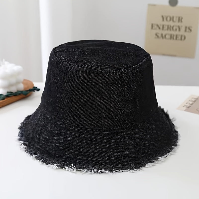 New Women's Washed Cowboy Hat - Trendy Korean Edition Sunshade & Sunscreen Hat, Versatile Fisherman Hat for Face Protection