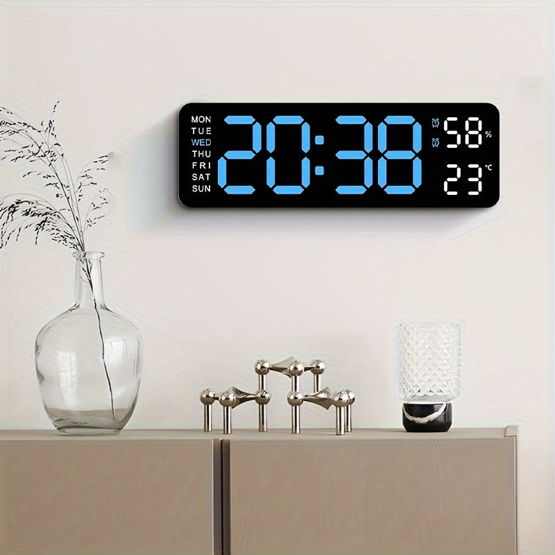 Luminous Large Screen LED Alarm Clock - Week, Temperature, Humidity, Timer Display - Modern Bedroom, Living Room, Office Decor