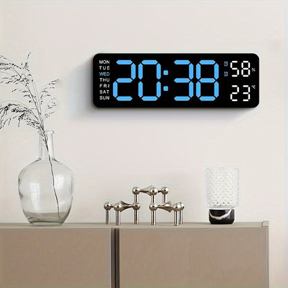 Luminous Large Screen LED Alarm Clock - Week, Temperature, Humidity, Timer Display - Modern Bedroom, Living Room, Office Decor