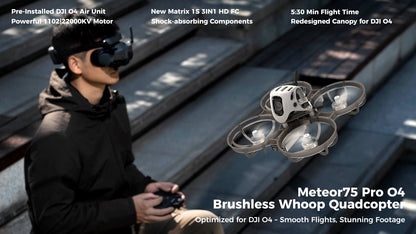 BETAFPV Meteor75 Pro O4 Brushless Whoop Quadcopter – ELRS 2.4G, 1S Matrix 3-in-1 HD FC PNP (No HD VTX) / DJI O4 Version