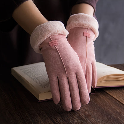 Plush Inner Thermal Winter Gloves - Touch Screen Thicken Cold Weather Sports Gloves for Women