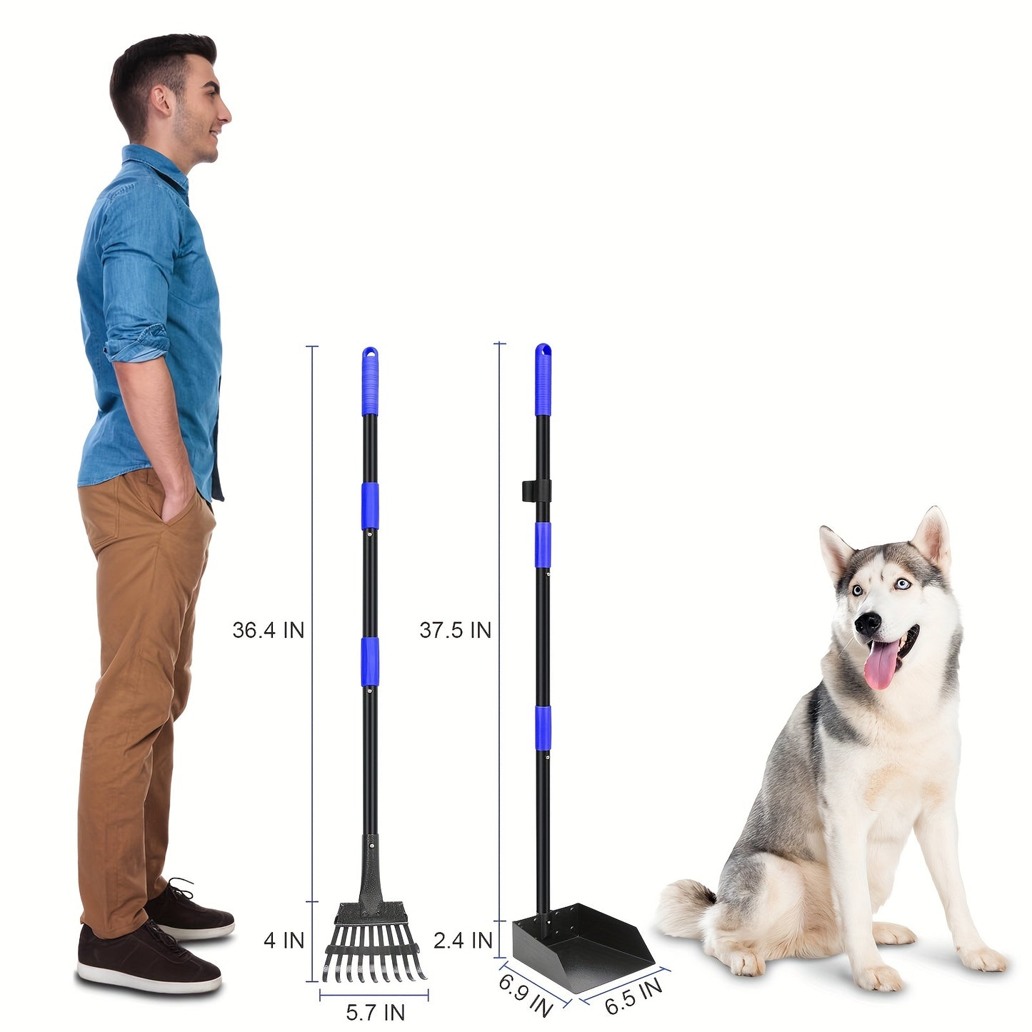 Ultimate Pet Pooper Scooper Set - Adjustable Stainless Steel Long Handle, Durable Tray and Rake - Easy Pick-Ups for Large, Medium, Small Dogs - Convenient, Sanitary, Easy to Clean